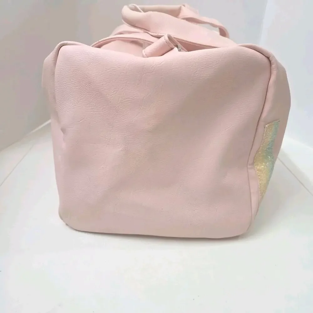 OMG Pink LOVE Weekender Duffel Dance Bag Glitter Travel Overnight Tote 18x10×9